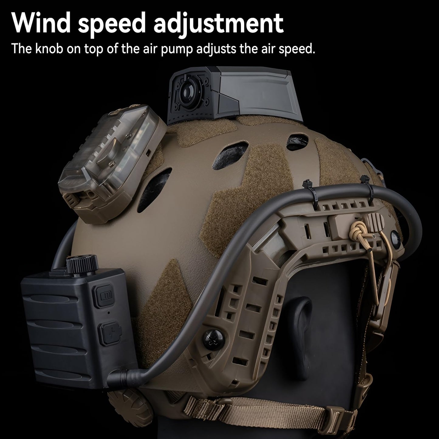 HSOKEW Air Defog Goggles Anti-Fog Fan Kit, Defogger for Goggles with Adjustable Knob, Magnetic Hose Header and Speed Knob, Runs 6-10H for Airsoft Tactical Cycling Work Winter Sports