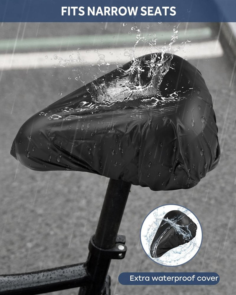 Bike Seat Cushion, Comfortable Bicycle Saddle Cover for Indoor and Outdoor Cycling, Padded Gel Cover for Exercise, Mountain & Road Bikes, Universal Fit for Peloton & Stationary Bikes (Black-S)