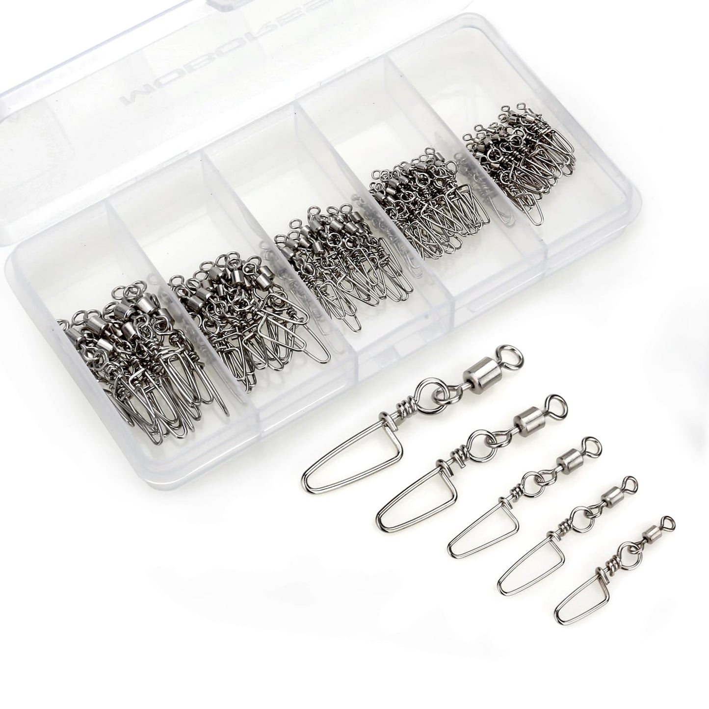 MOBOREST 110PCS Snap Fishing Swivels Stainless Steel Anti-Rust Quick swap