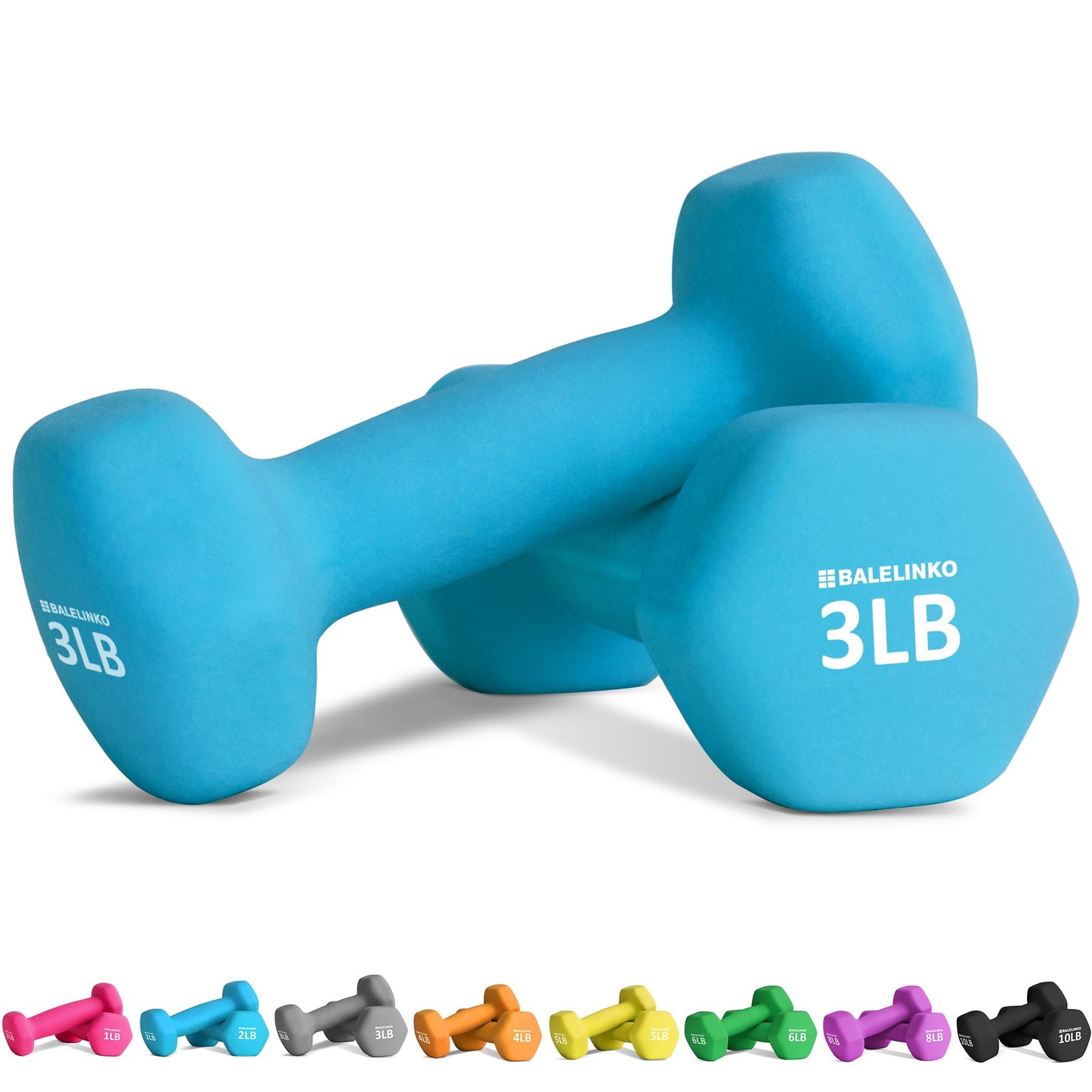 Balelinko Home Gym Equipment Workouts Strength Training Weight Loss Pilates Weights Yoga Sets Free Weights for Women, Men, Seniors and Youth, 3LB Blue, Pair