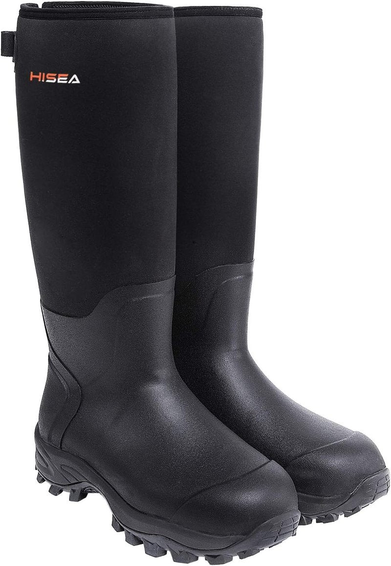HISEA Rubber Hunting Boots - Tall Waterproof Insulated Neoprene | Durable Slip-Resistant Men's Winter Boots