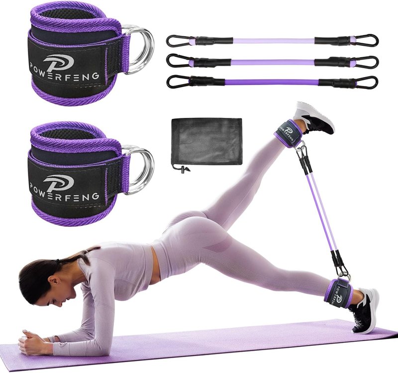Ankle Resistance Bands with Cuffs | Glute & Leg Workout Straps for Women - Fitness Exercise Equipment