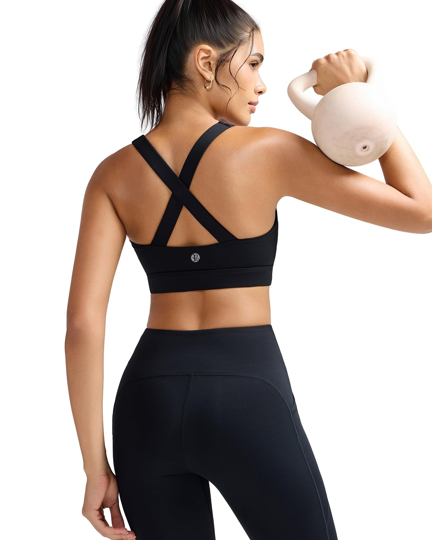 RUNNING GIRL Black Sports Bra for Women,Molded Cups High Support Sports Bras for Women Large Bust(3135Black_M)