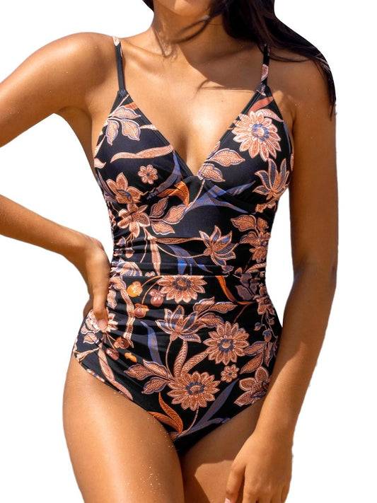 CUPSHE Women's One Piece Swimsuit Tummy Control V Neck Bathing Suits M