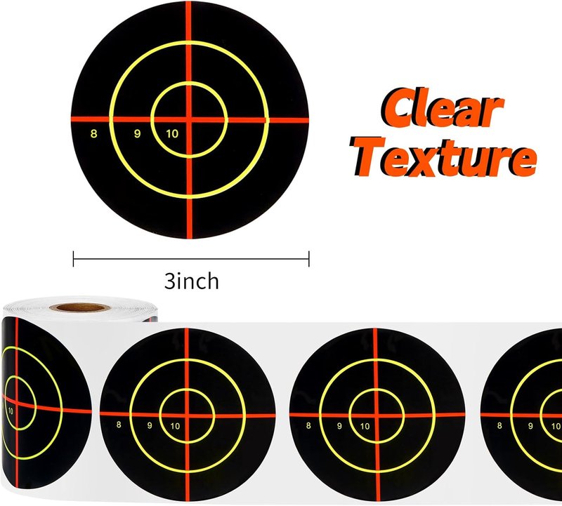 Self-Adhesive 3" Splatter Shooting Targets - Reactive Paper Stickers for Airsoft, Rifle & Pistol Practice