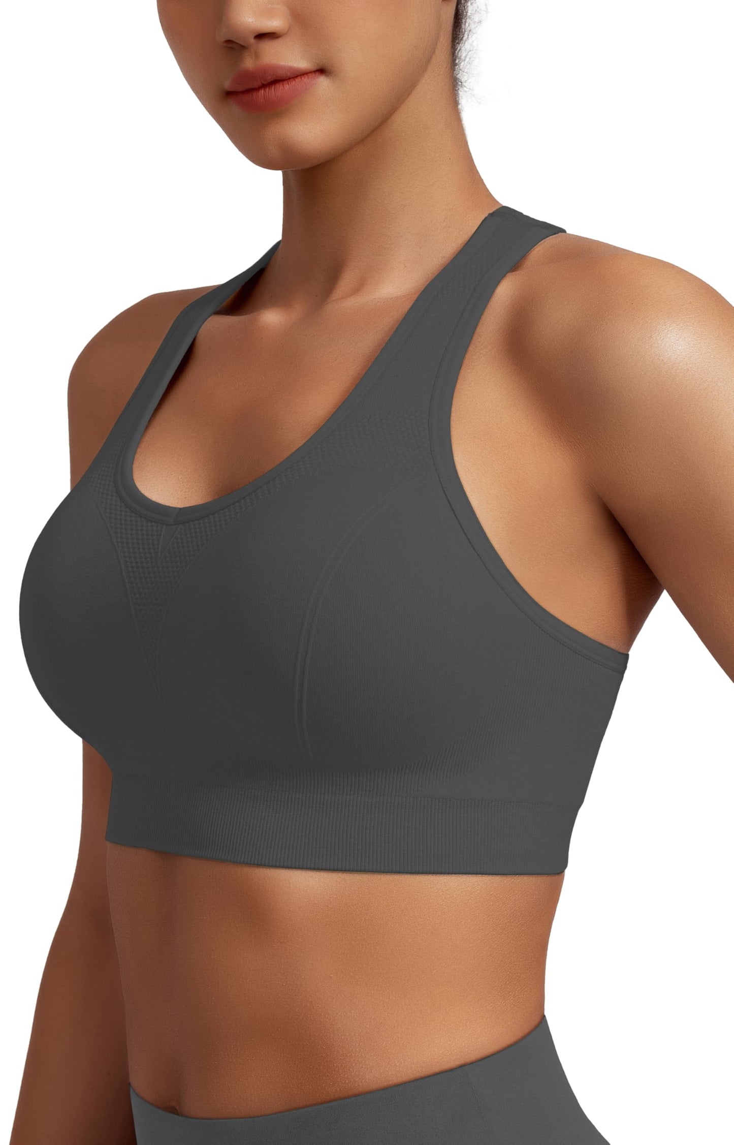 MIRITY Women Racerback Sports Bras - High Impact Workout Gym Activewear Bra Pack of 5 Color 1 Large