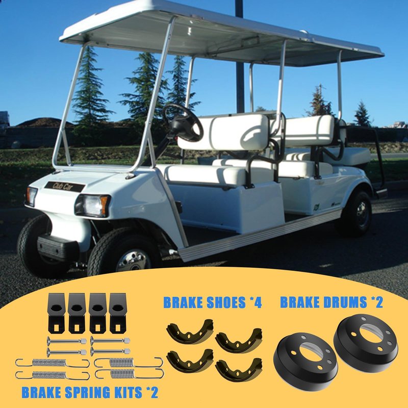 CartClan Golf Cart Brake Drums/Hub & Brake Shoes Spring Kit Suitable for Golf Cart Club Car DS 1981-1994, Replacement Part OEM#: 1011137, 101816301, 101146302