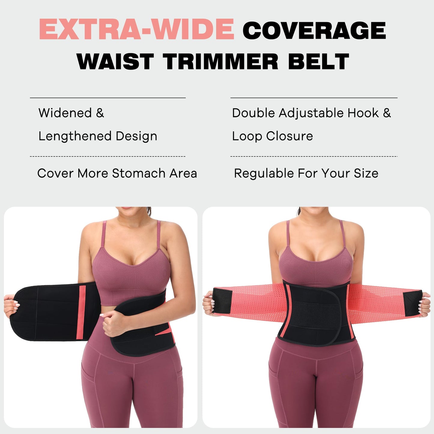 VENUZOR Waist Trainer Belt for Women - Waist Cincher Trimmer - Slimming Body Shaper Belt - Sport Girdle Belt (UP Graded)(Pink,XX-Large)