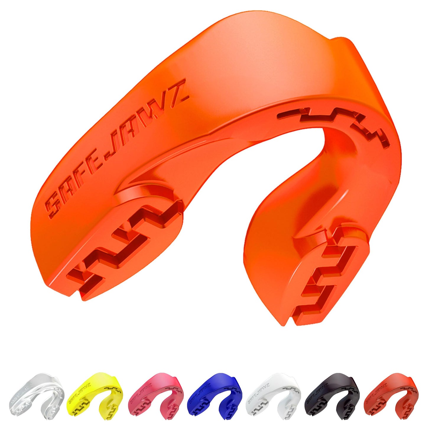SAFEJAWZ Orange Mouth Guard, Slim Fit Mouthguard for Youth with Case