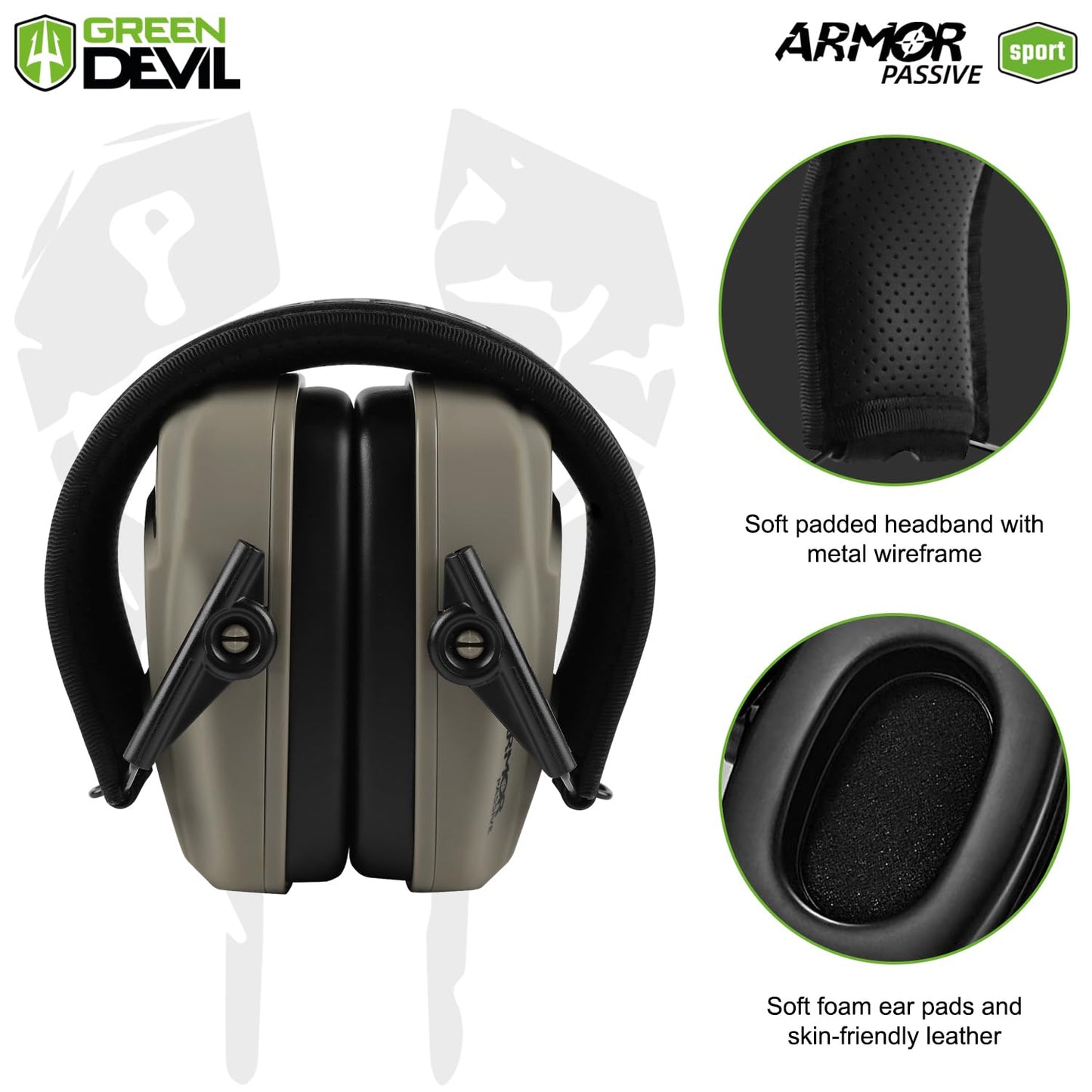 GREEN DEVIL Noise Reduction Hearing Protection Ear muffs Passive Safety Earmuffs Slim Headphones For Shooting Gun Range