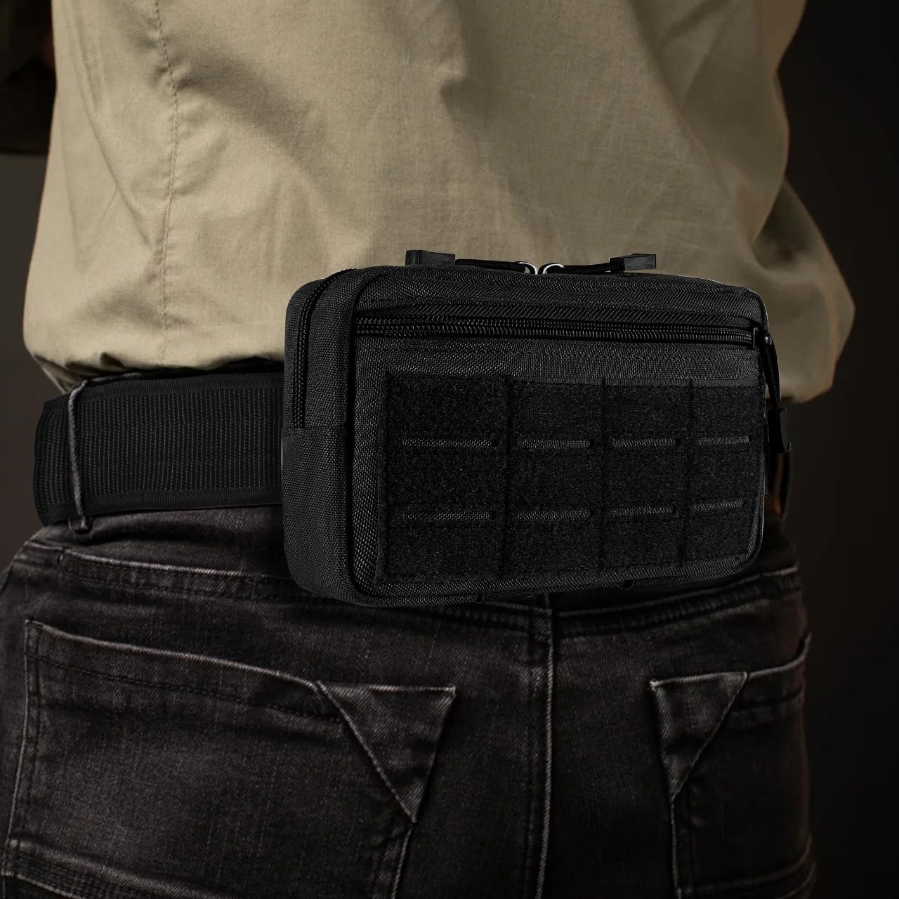 Tactical Molle Admin Pouch - Multi-Purpose Tool Bag for Backpacks & Vests | US Flag Patch & Keychain