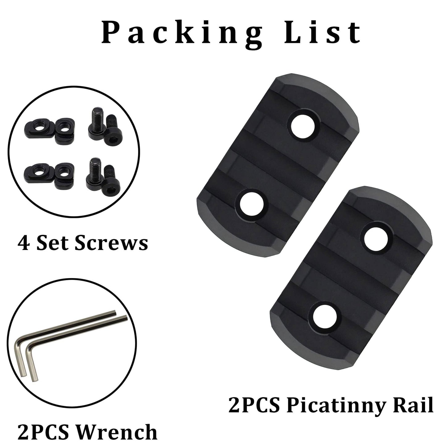 Ficero Mlok Picatinny Rail Aluminum Section Accessory, 3 Slots (2 Pack)