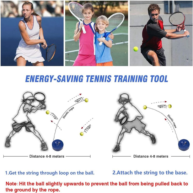 flybomb Portable Tennis Trainer 2.05LB Weight Heavy Iron Base Tennis Training Tool Exercise Tenis Ball Sports Self-Study,3 Replacement Rebound Balls+Wristband+Overgrip+Ring+Damper