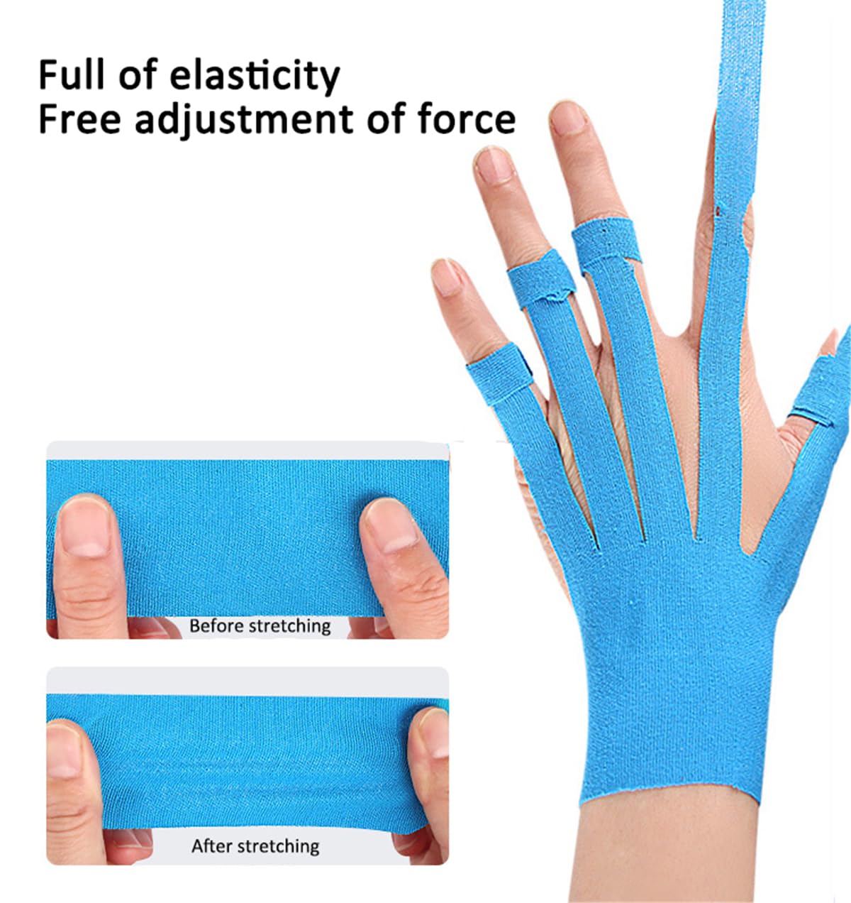 Kinesiology Tape for Wrist & Fingers, 6 Pcs Precut Kinesiology Tape, Bowling Tape for Carpal Tunnel & Finger Joints Muscle Support & Stability, Waterproof & Breathable, Latex Free & Hypoallergenic
