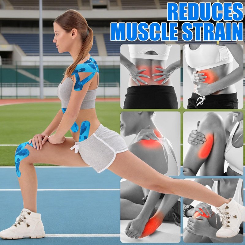 3 Pack Kinesiology Tape - Professional, Waterproof & Latex-Free Athletic Tape for Muscle & Joint Support on Knee, Ankle, Shoulder, Wrist During Sports, Swimming & Training - Blue Camo 4in x 5.5yd