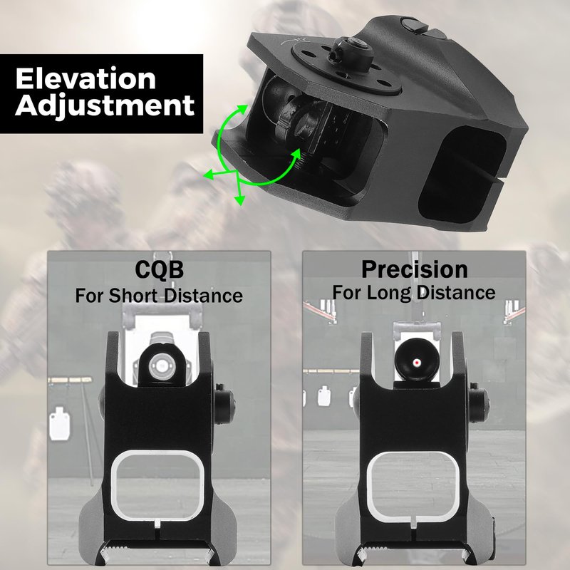 TFFUAM Tactical Fixed Front Rear Iron Sight Combo Set Rapid Transition Backup Sights for Picatinny Weaver Rail Mount Black