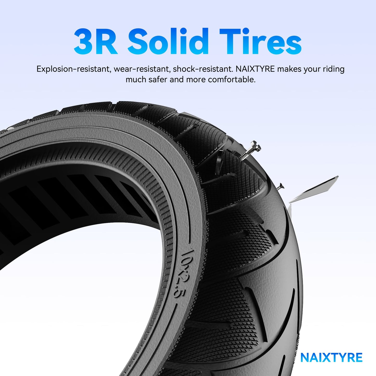 NAIXTYRE 10x2.5" Electric Scooter Tires, 60/70-6.5 Solid Tires for Electric Scooters., Replacement Wheels Compatible for Ninebot G30 Max/ G30 G30D/ G30LP Mobility Scooters（2PCS）
