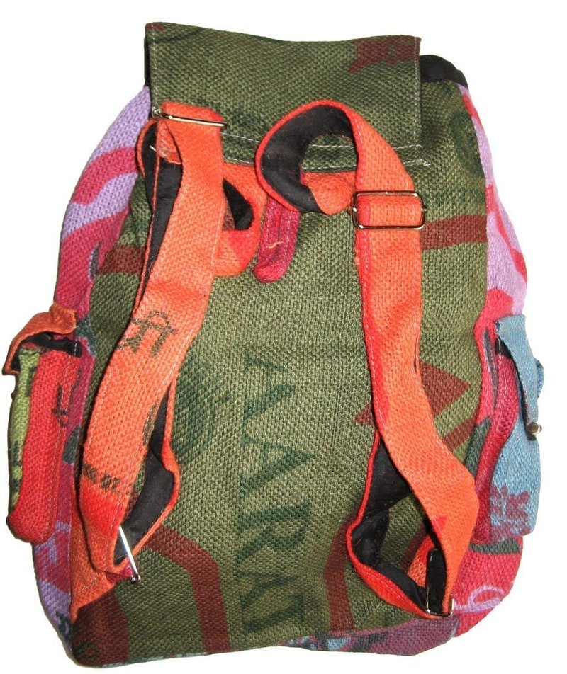 DharmaObjects Recycled Jute Rice Bag Backpack Hand Made Nepal