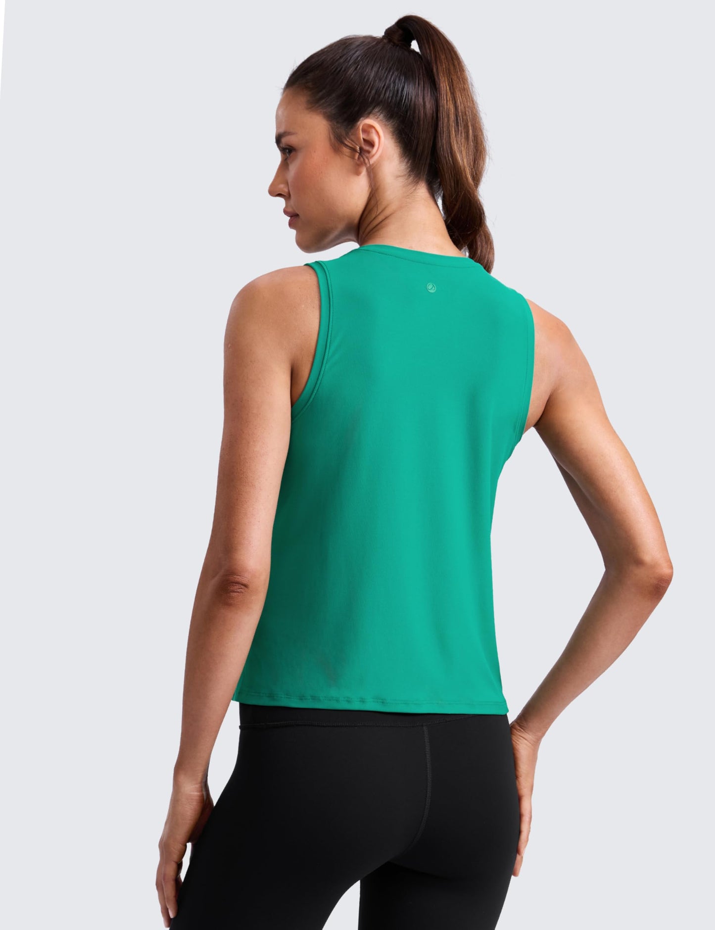 CRZ YOGA Cloudweight Crew Neck Workout Tanks Lightweight Athletic Gym Tops for Women Soft Basic Running Sleeveless Shirts Cascadia Green Medium