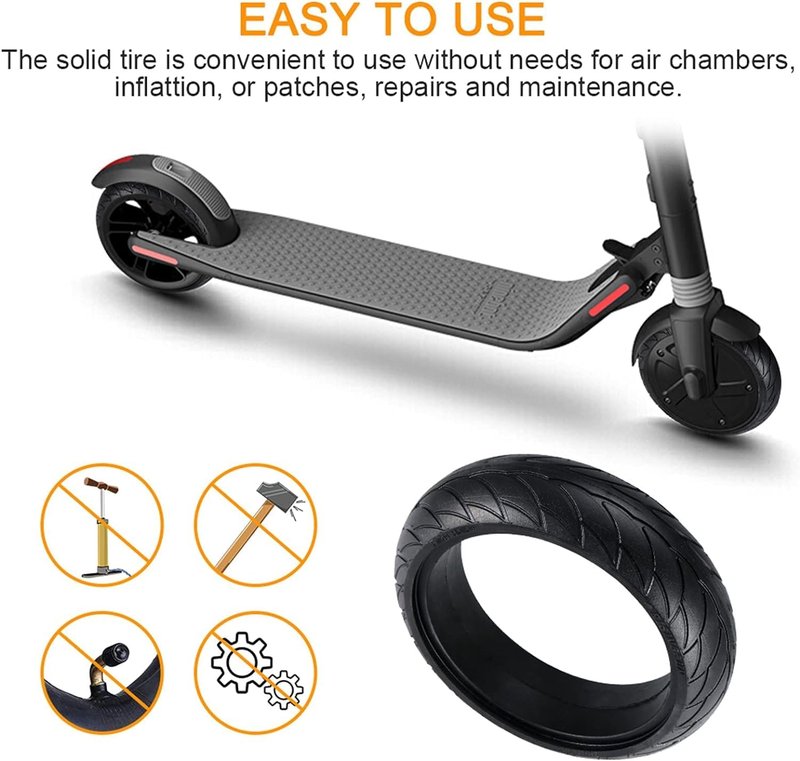 GYL 8 Inch Ninebot ES Front Tire - 8x2.125(159-42) 200x50 Tyre Replacement for Segway Ninebot ES1 ES2 ES3 ES4 E2 E2 Plus ES1L Electric Scooter, 8x2.0 inch Tyre (After installation 8 Inch)