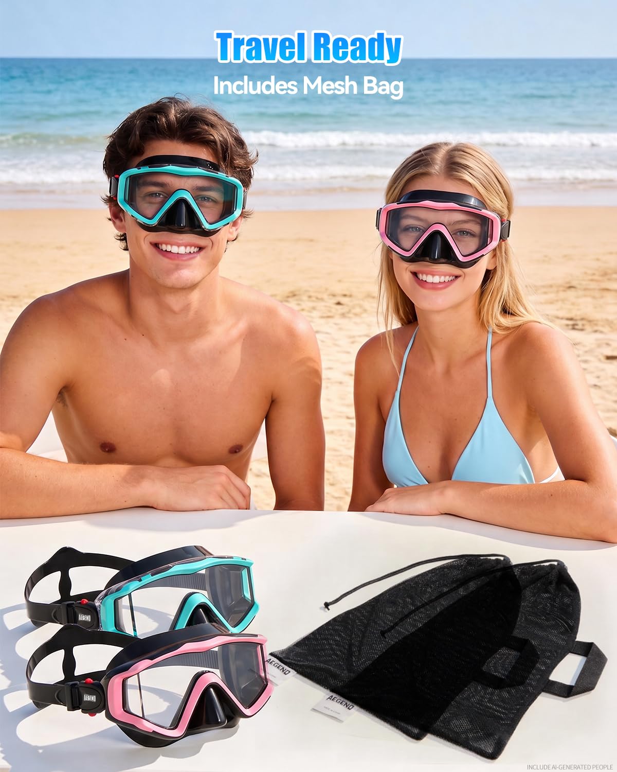 Aegend Swim Goggles for Adults Kids - 220°Wide View Anti-Fog Goggles with Mesh Bag for Indoor Outdoor Pool Beach Swimmming