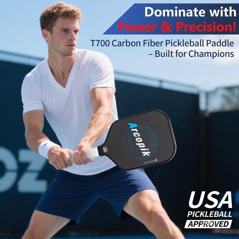Pickleball Paddles, Carbon Fiber Pickleball Paddle with 16mm HComb Core, T700 High Spin Power | Anti-Slip Comfort Grip | Ultra Light | Powerful Pickleball Racket for Pros & Beginners
