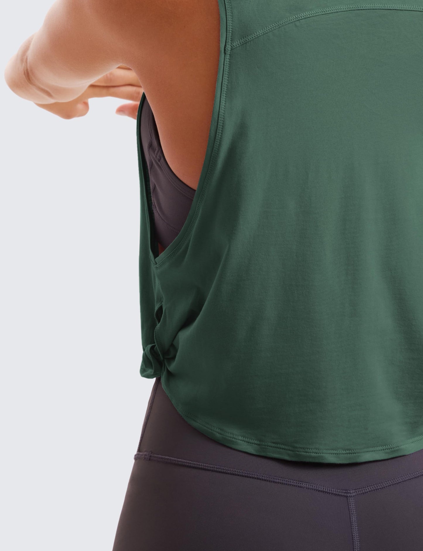 CRZ YOGA Pima Cotton Dropped Armhole Tank Graphite Green Medium
