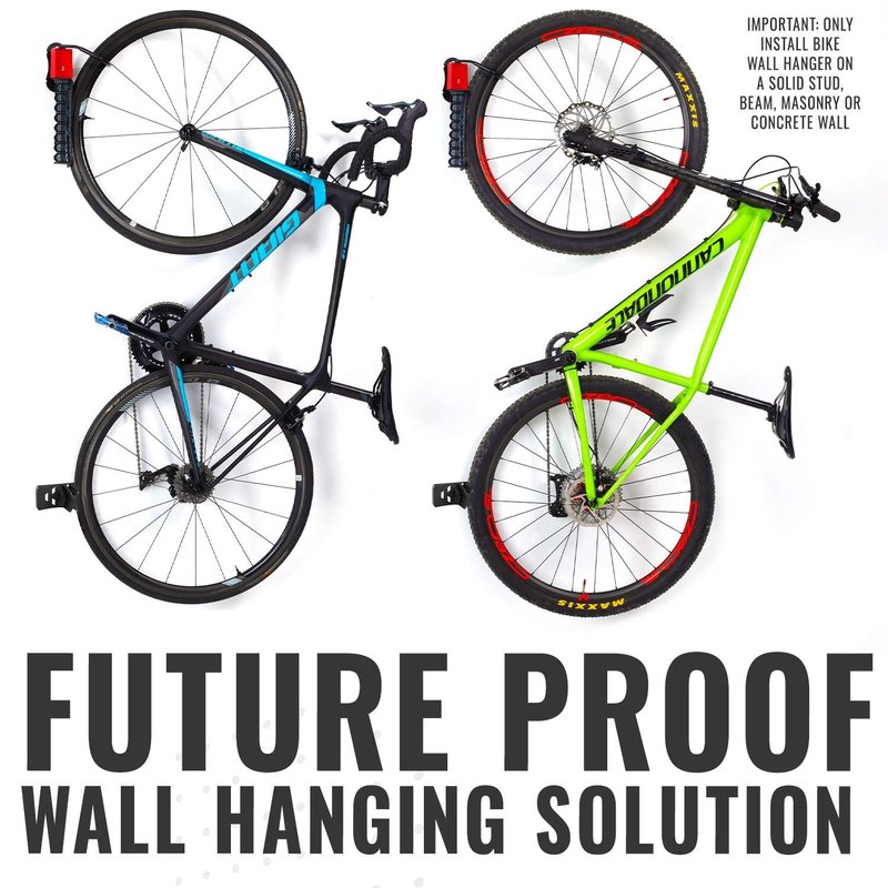 PRO BIKE TOOL Swivel Bike Rack - 2 Pack Indoor Wall Mount for Bicycles in Home and Garage - Vertical Hanging Rack for Space-Saving Storage - Secure Hook for MTB, Road, Hybrid and Kids Bikes