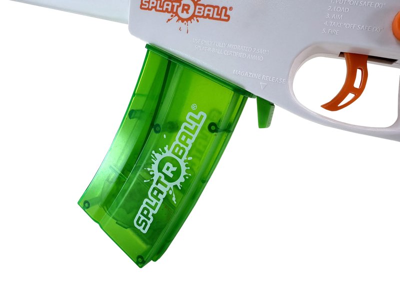 SplatRBall SRB800 Pyro Glow-in-The-Dark Water Gel Ball Blaster Kit - Full Auto, 210 FPS, 800-Round Magazine, 20,500 Total Rounds - Orange/White