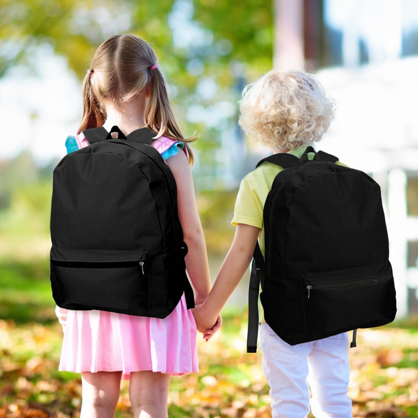 Amylove 12 Pack Backpack in Bulk 17 inch Lightweight Outdoor Travel Bag Classic Bookbags Bulk for Elementary Middle High(Black,Classic)