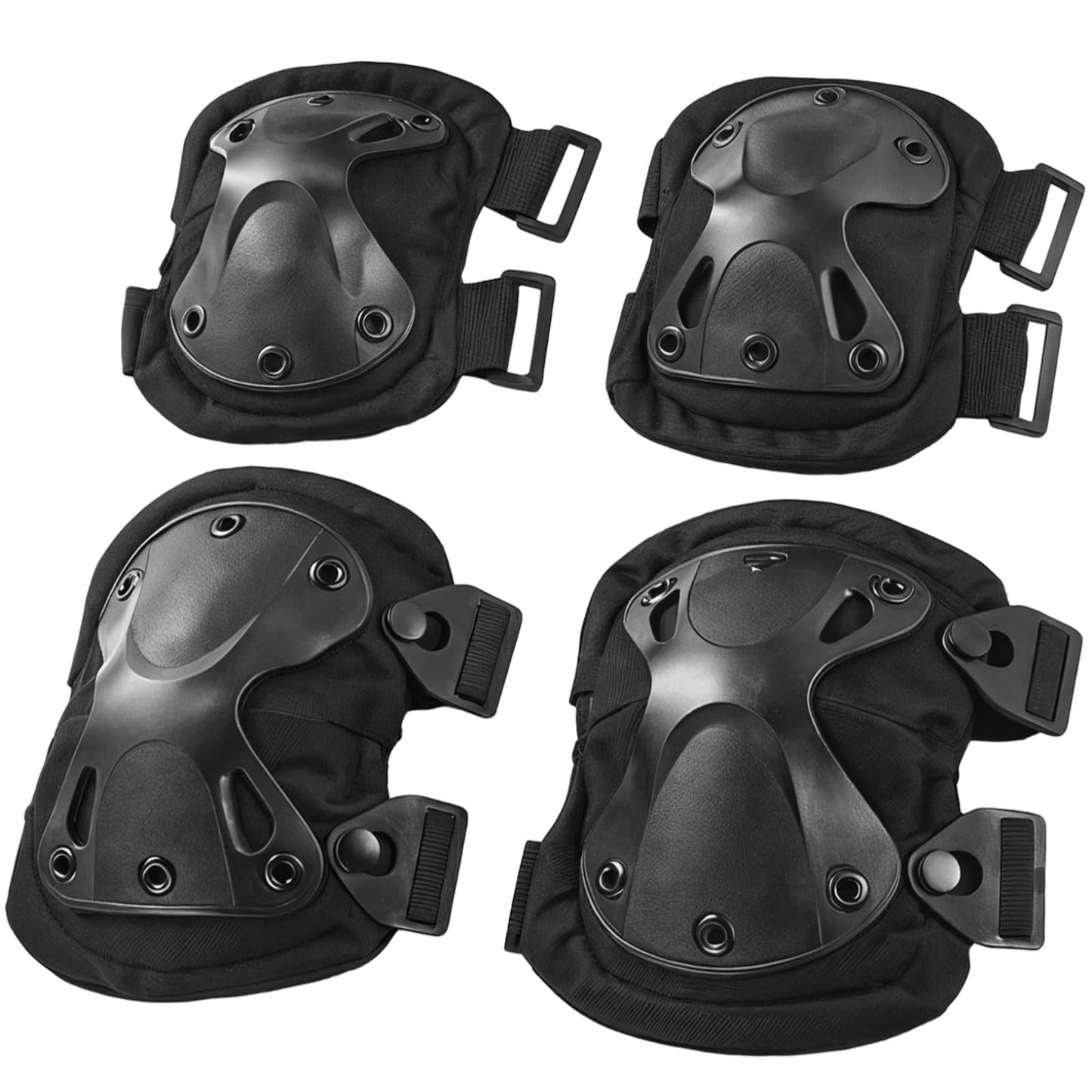 Toyosport 4 Pcs Tactical Knee and Elbow Pads Set, Long-lasting Adjustable Protective Gear for Outdoor Sports, Cycling, Skateboarding, Paintball, Airsoft