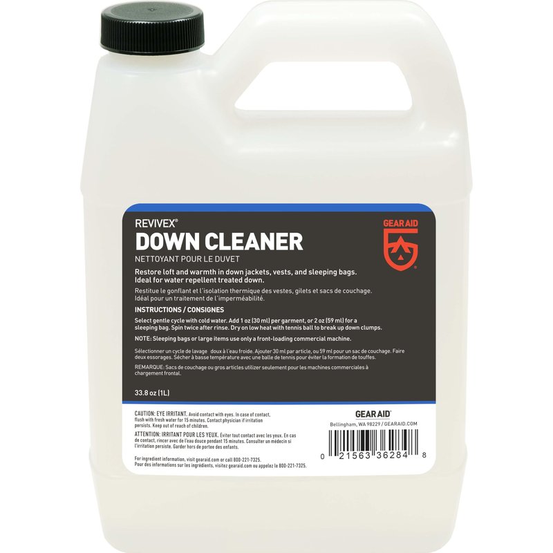 GEAR AID Revivex Down Cleaner for Washing and Restoring Loft in Puffer Jackets, Vests, Blankets, Feather-filled Pillows, Comforters and Sleeping Bags, 1 Liter (33.8 fl oz)