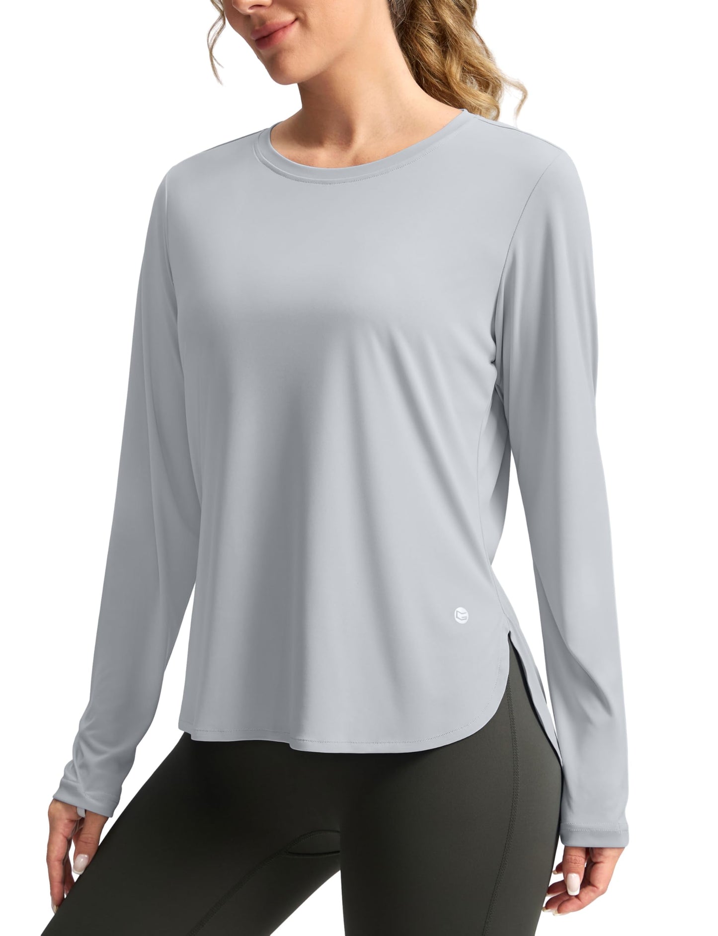 Women's Sun Shirts UPF 50+ Long Sleeve UV Protection Shirt Lightweight Quick Dry Workout Hiking Tops for Women(Light Grey,XXXL)