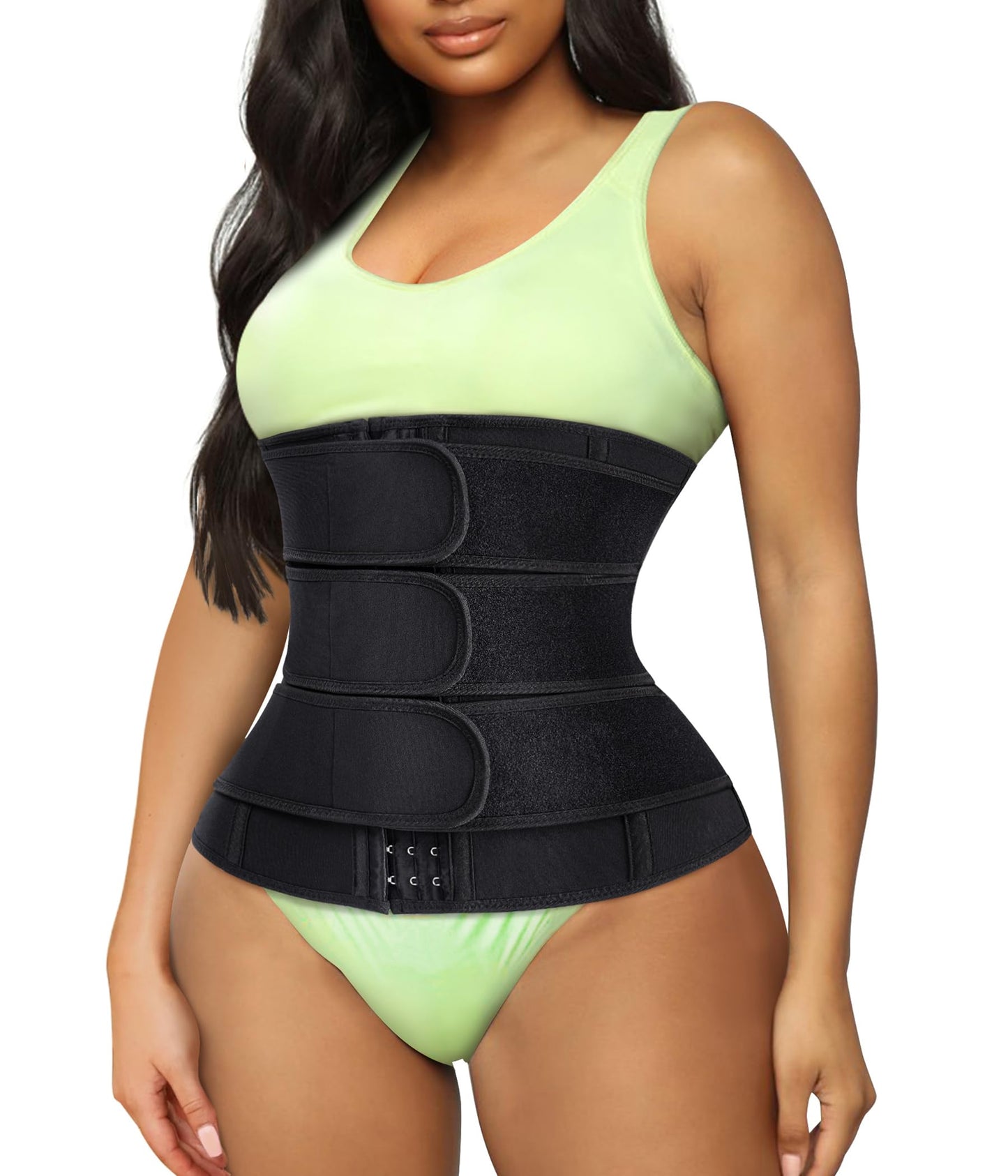 TrainingGirl Women Waist Trainer Cincher Corset Tummy Control Workout Sweat Band Slimmer Belly Belt Weight Loss Sports Girdle (3 Belt Black, XX-Large)