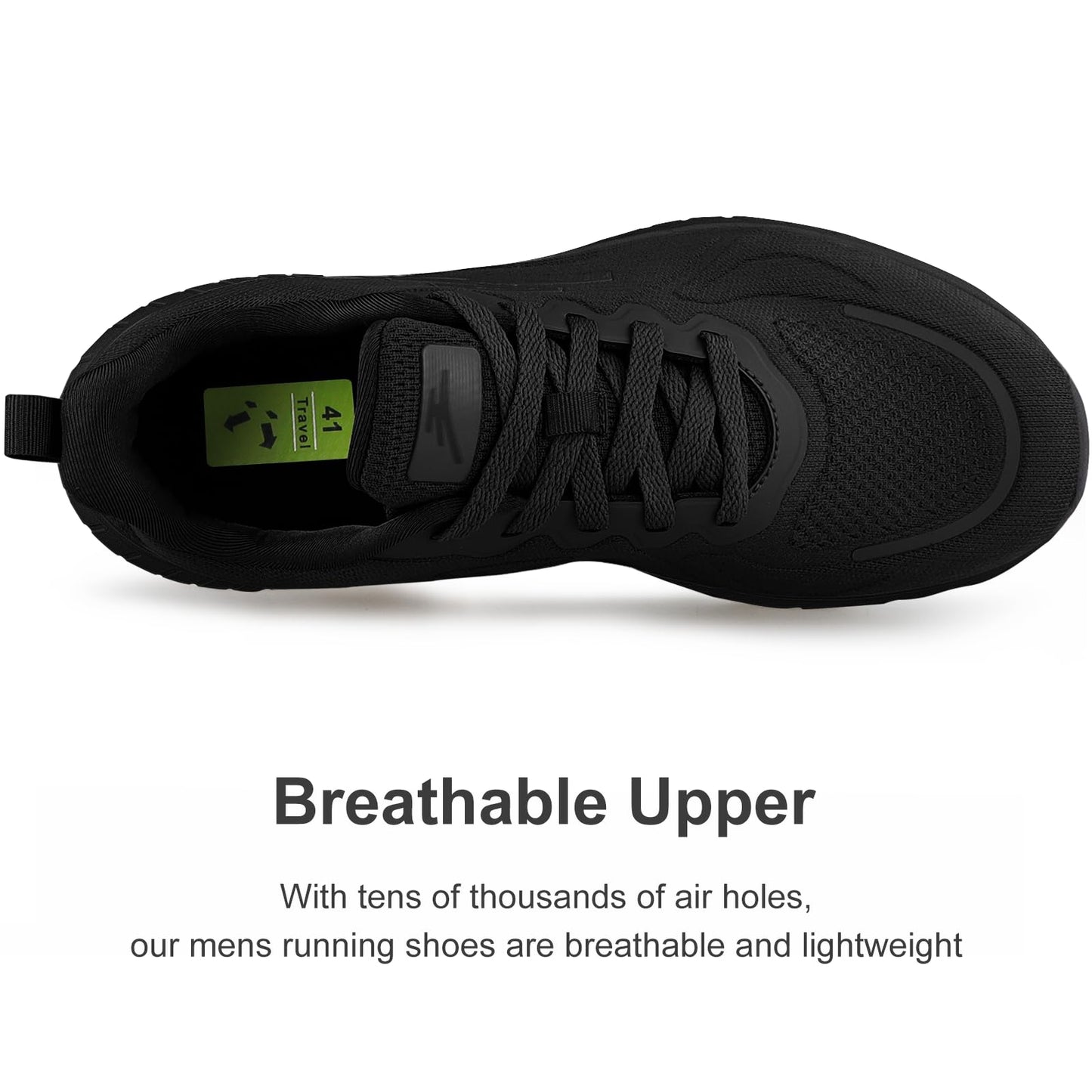 Puweco Breathable Mens Running Shoes, Arch Sopport Black Sneakers for Men, Non Slip Work Shoes for Men Walking Athletic Gym Jogging and Sports