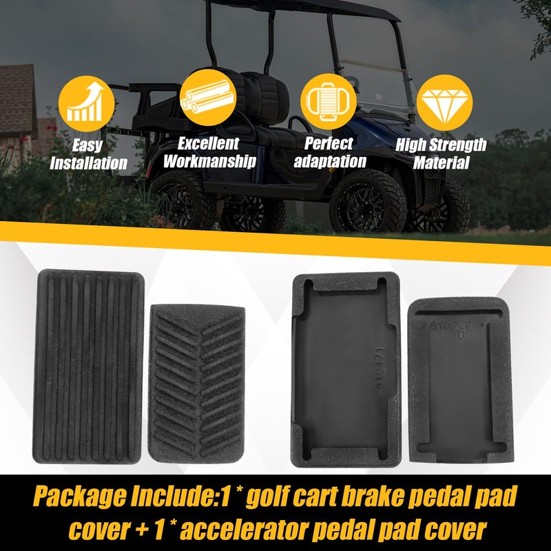 COOL STAR Golf Cart Accelerator and Brake Pedal Pad Cover Compatible with EZGO RXV 2008-Up Gas and Electric Vehicles Replaces 610471 600252 600255 610529