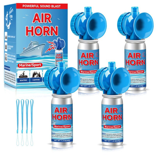 Air Horn 1.4oz 4pcs - 120dB Loud Mini Small Safety Bear Horn, Coast Guard Approved Marine Boat Horn, Sports Events Celebrate Victory& Outdoor Camp Emergency Alarm