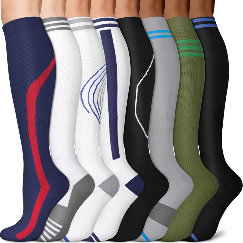 Sooverki Graduated Copper Compression Socks for Men & Women Circulation 8 Pairs 15-20mmHg - Best for Running Athletic Cycling