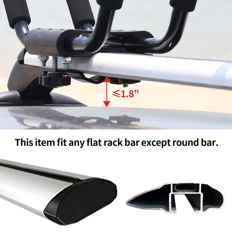 XCAR Universal 2 Pairs Kayak Roof Rack for Surfboard Paddleboard Canoe SUP Boat Skiboard- Rooftop J Bars Carriers Holders for Vehicle Car SUV - Roof Top Mount Kayaks Carrier with 4pcs Straps