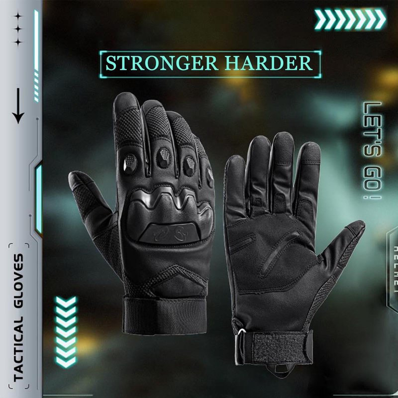 Nswern Tactical Gloves for Men Touchscreen Motorcycle Gloves with Hard Shell Leather Palm Padding for Outdoor Sports Motorcycle Cycling Tactical Airsoft Paintball Hunting Hiking Camping Climbing Black