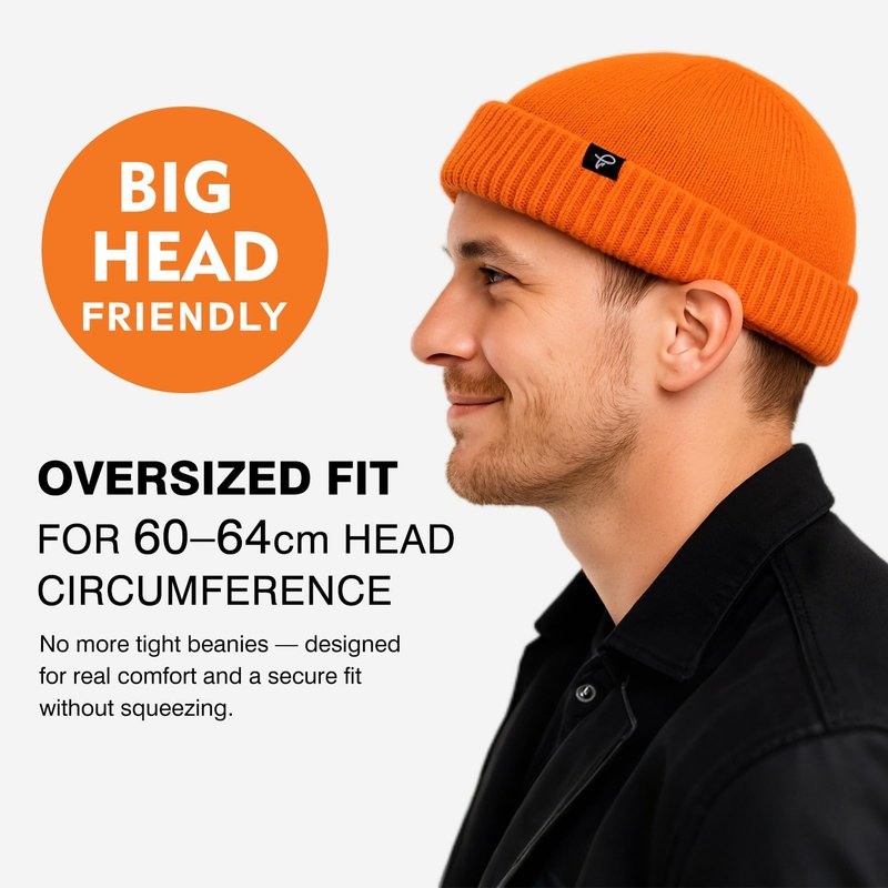 Comhats Short Fisherman Beanie Hats for Men Women – Soft Stretchy Knit Cuffed Beanies, Unisex Small Beanie Trawler Style for Fall Spring Outdoor, Christmas – Burnt Orange M/L