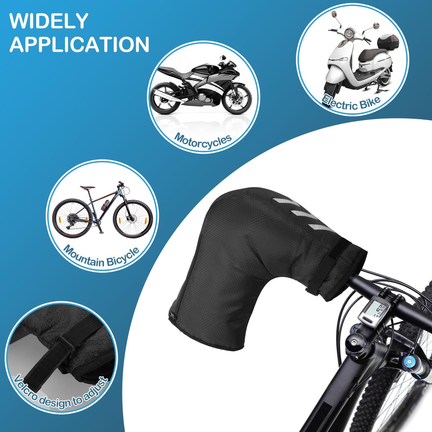 Laelr Bike Handlebar Mittens Winter Warm Mitts Bicycle Motorcycle Handlebar Mitts Cold Weather Mountain Commuter MTB Fat Bike Bar Covers Reflective Cycling Gloves for Men Women Winter