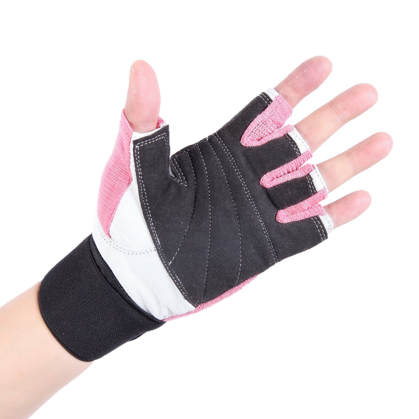 Brawn Fit Workout Gloves for Men and Women - Soft Leather Weight Lifting Gloves with Wrist Support, Padded Design Best for Gym, Exercise, Training, Barbell Workout-1 Pair X-Small Size - Pink and White