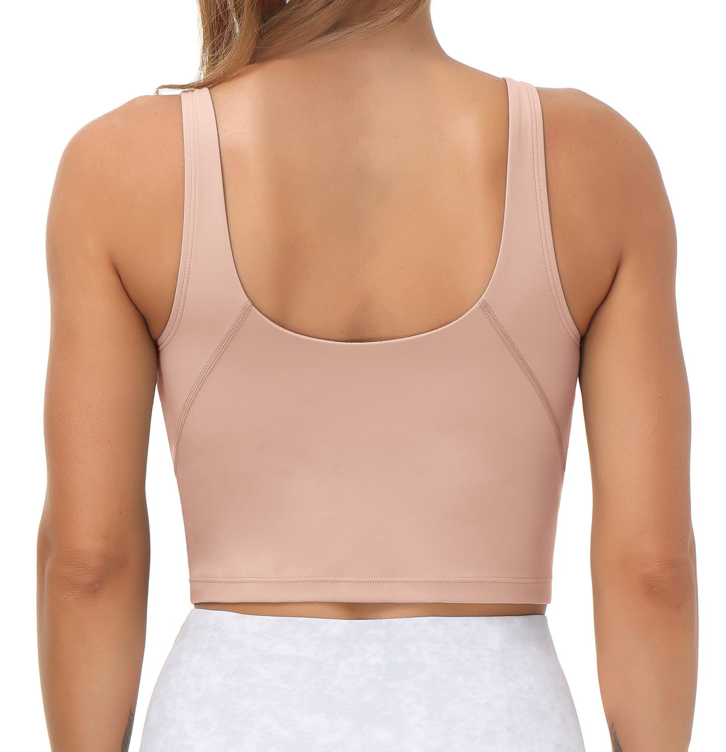 Women’s Longline Sports Bra Wirefree Padded Medium Support Yoga Bras Gym Running Workout Tank Tops(Soft Pink, X-Large)