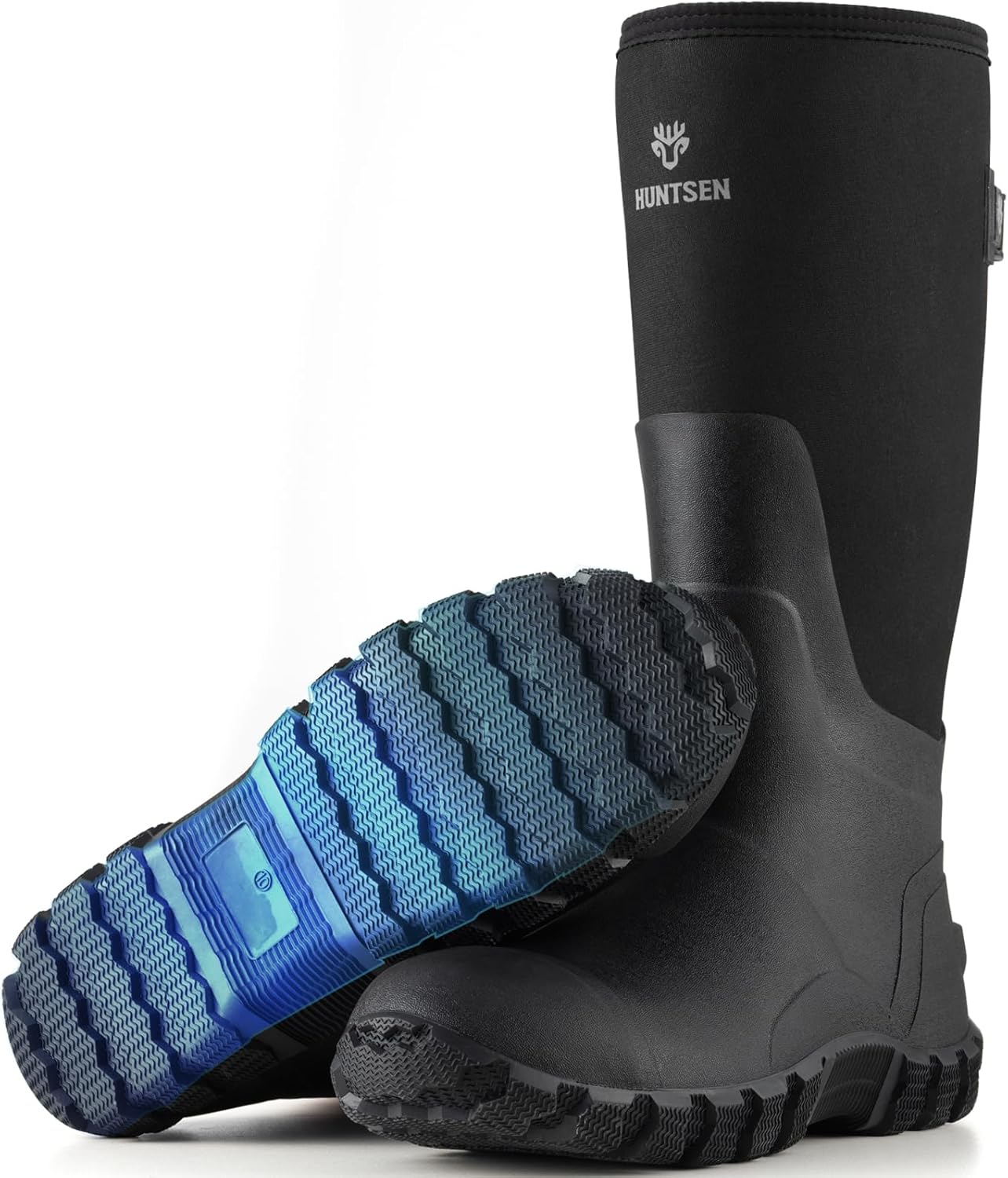 HUNTSEN Rubber Work Boots for Men - Waterproof Anti-Slip Hunting Boots | Steel Shank, 6mm Neoprene, Sizes 9-12