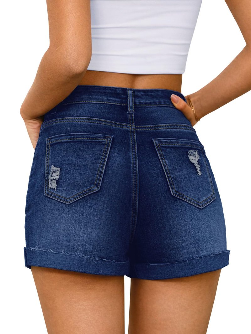 MixShe Womens Clothes Cowgirl Outfits Skorts for Women with Pockets Women's Denim Shorts Dark Blue Large