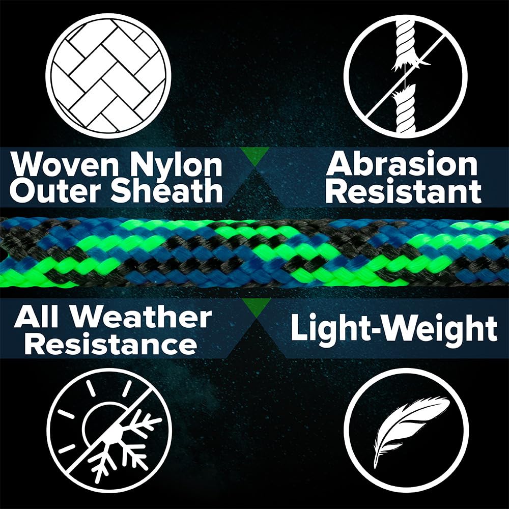 Paracord Planet 275lb Paracord – 3/32 Inch (2.38 mm) Nylon Crafting Cord with 5 Strand Inner Core – Dayglow (1000 ft)