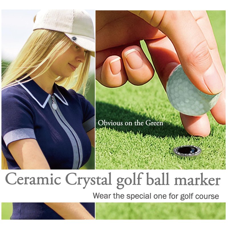 E TRUEE Golf Ball Marker Hat Clip with Ceramic Crystal Ball Marker (20mm Small Size) Gifts Accessories for Golfers