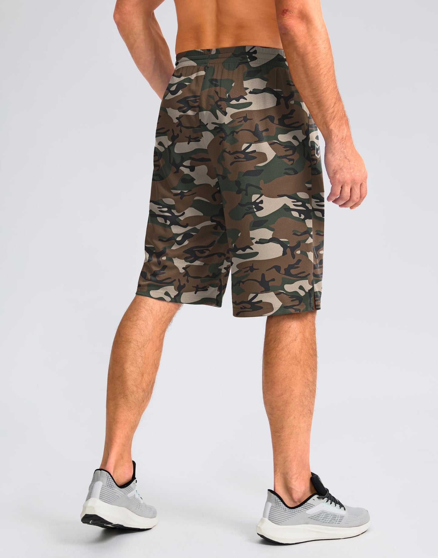 G Gradual Men's Athletic Shorts with Pockets 9" / 11" Long Basketball Shorts Lightweight Quick Dry Gym Workout Shorts for Men(Green Camo,XXXL)