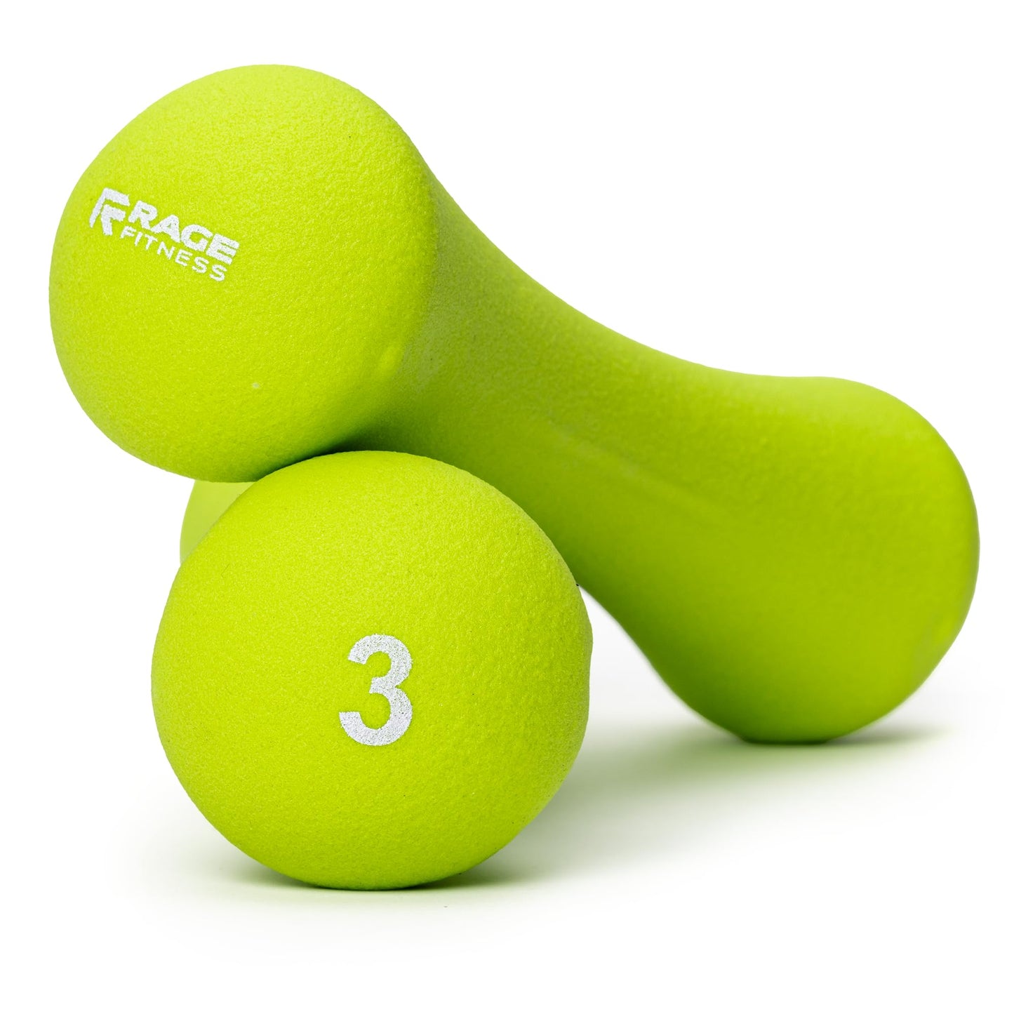Rage Fitness Hand Weights, PVC Coated Steel, Texturized Rubber, Anti-Slip Grip - Dumbbell Set of 2 (3 lb), Home Gym Strength Training Free Weights For Men, Women of All Ages